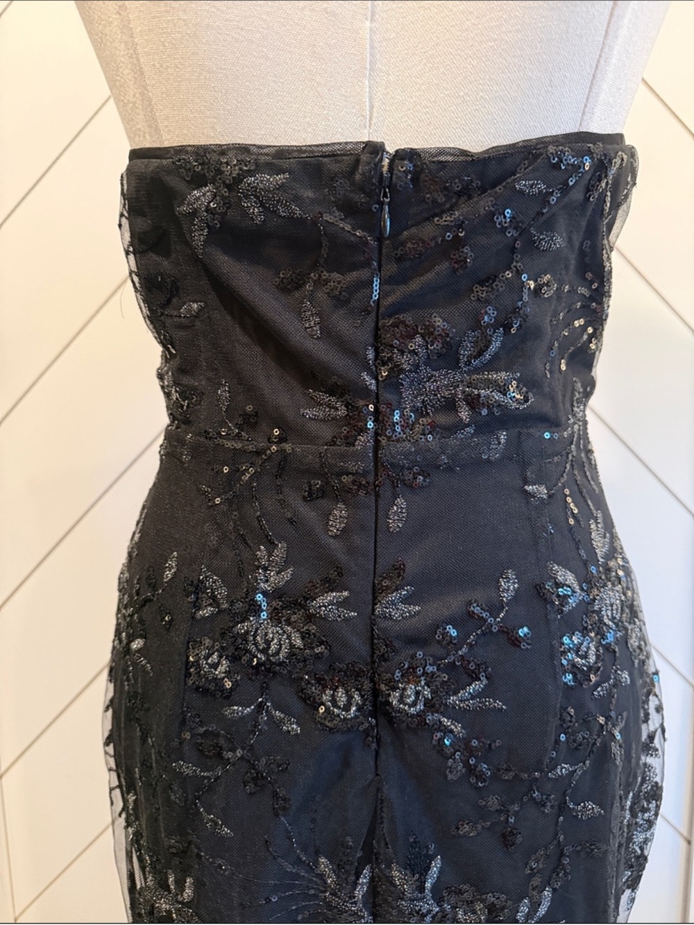 NWT-Confident Sensation Black Sequin Strapless Bustier Maxi Dress - Picture 12 of 15